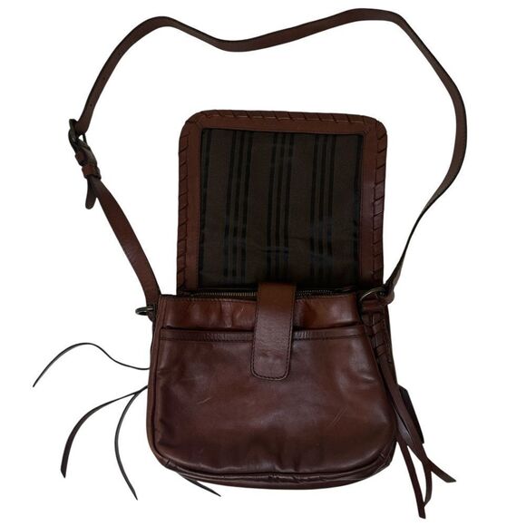 FRYE Layla Flap Saddle Black and Brown Leather Crossbody Bag - Picture 4 of 11